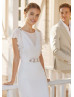 Flutter Sleeves Ivory Chiffon Chic Beach Wedding Dress